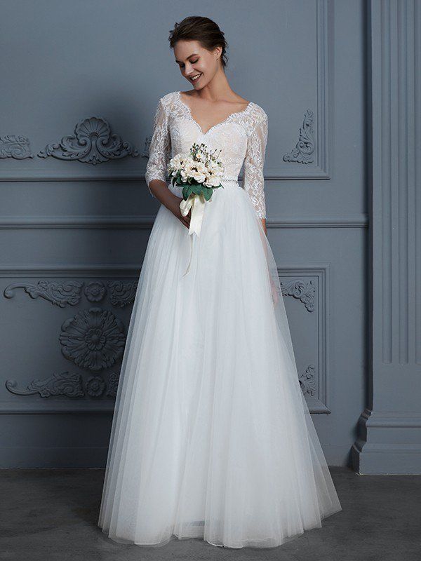 Robe de mariée à manches 3/4