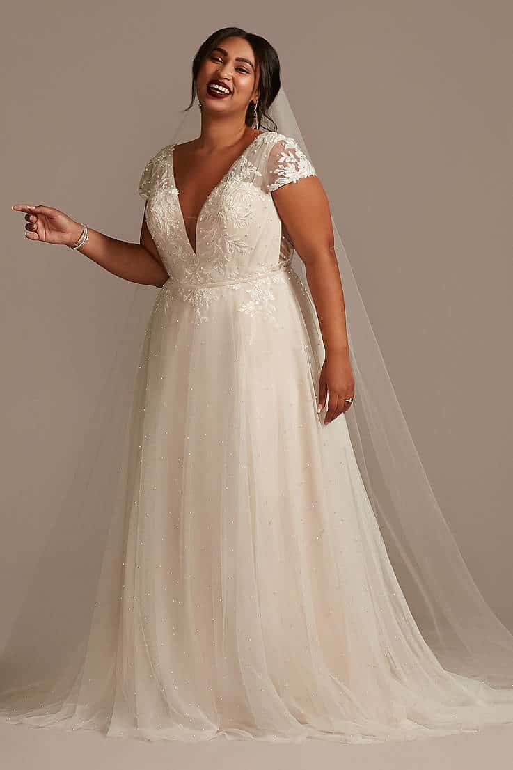 Robe de mariée à manchettes