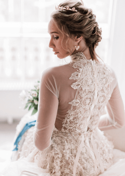 vestido de novia cuello henley