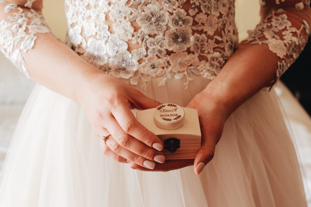 beige wedding dress